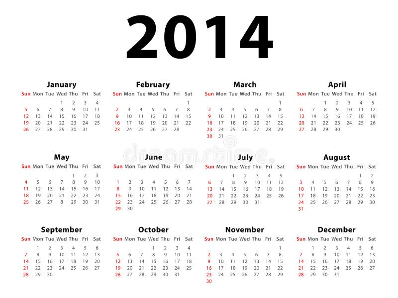 Calendar 2014 Landscape vector illustration