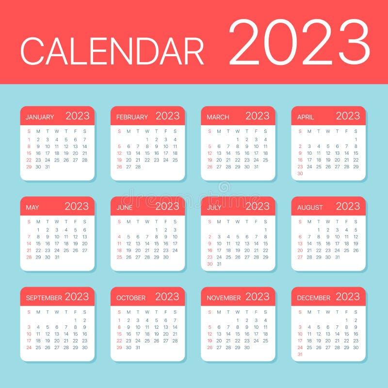 2023 Calendar Leaves Flat Set - Vector Illustration royalty free illustration