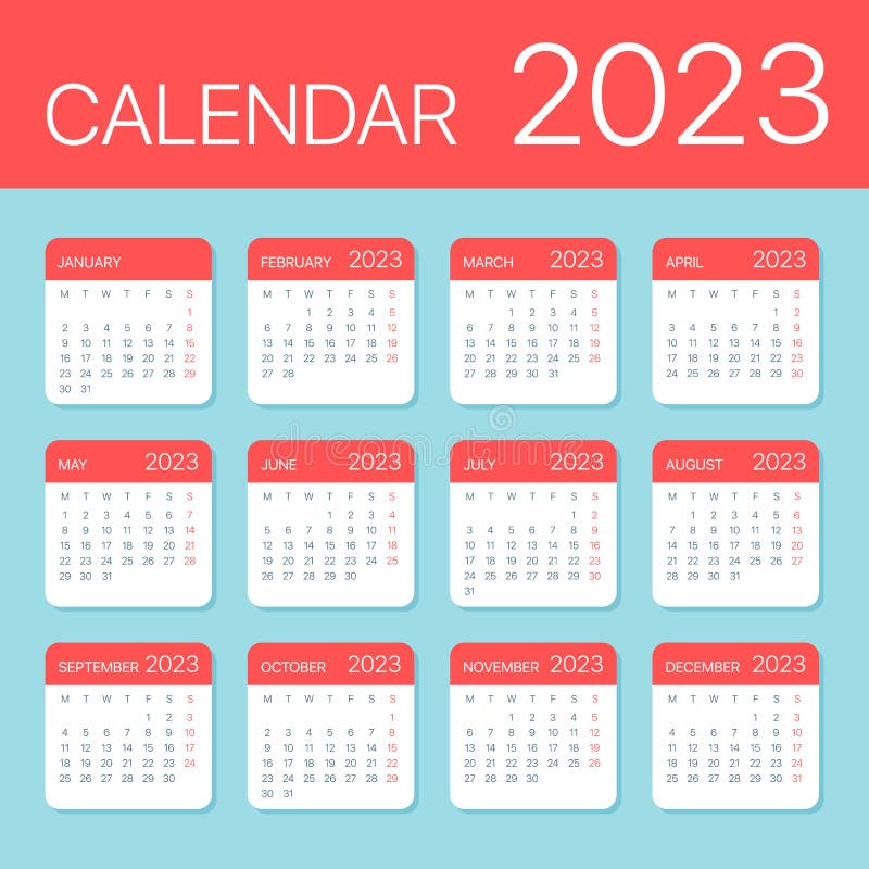 2023 Calendar Leaves Flat Set - Vector Illustration royalty free illustration