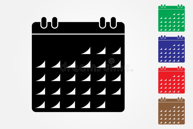 Calendar Logo Vector Illustration of Different Colors on White Stock