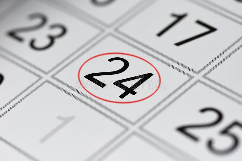 Calendar, mark day of the week, date in the red circle, note, scheduler, memo, save the date, 24 stock photo Calendar, mark day of the week, date in the red circle, note, scheduler, memo, save the date, 24 stock photo