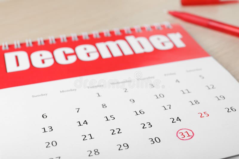 Calendar with Marked Date, Closeup. New Year Countdown Stock Image