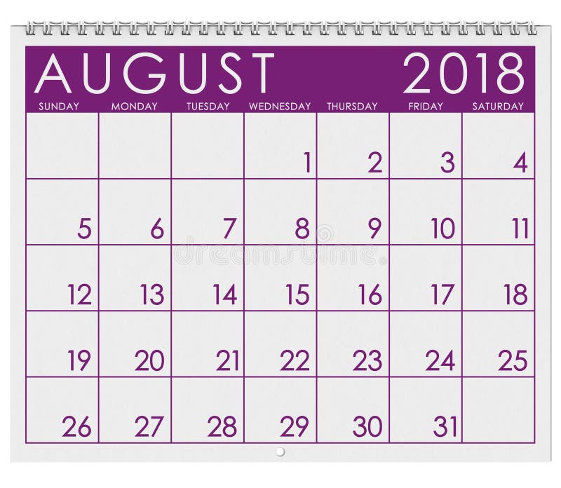 The Month Of August Calendar Calendar Of The Month Of August