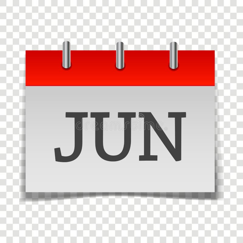Calendar Month June Icon on Gray and Red Color on Transparent B Stock