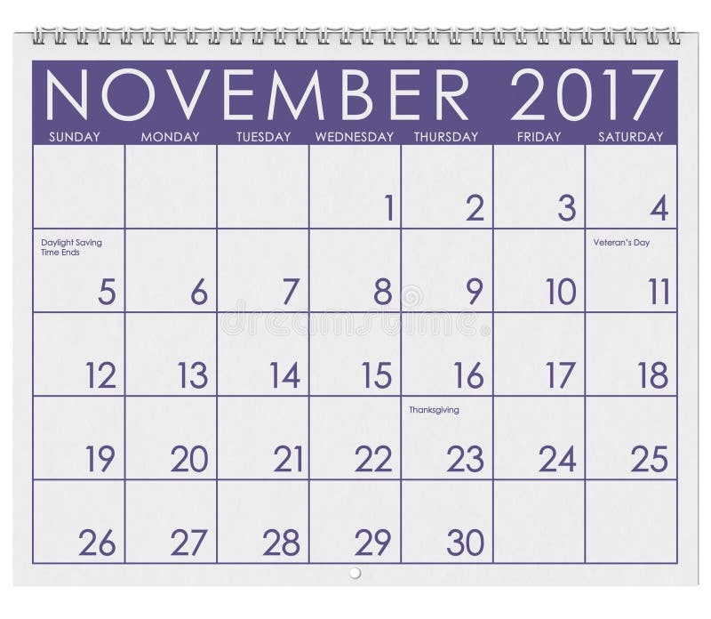 knal Jachtluipaard Een zekere 2017: Calendar: Month of November with Thanksgiving, Stock Illustration -  Illustration of thanksgiving, white: 83482393