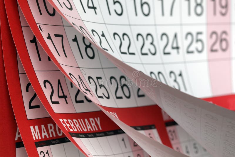 Mesi e date riportate sul calendario e girare le pagine.