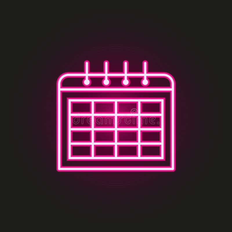Calendar Neon Icon . Vector Stock Vector Illustration of modern