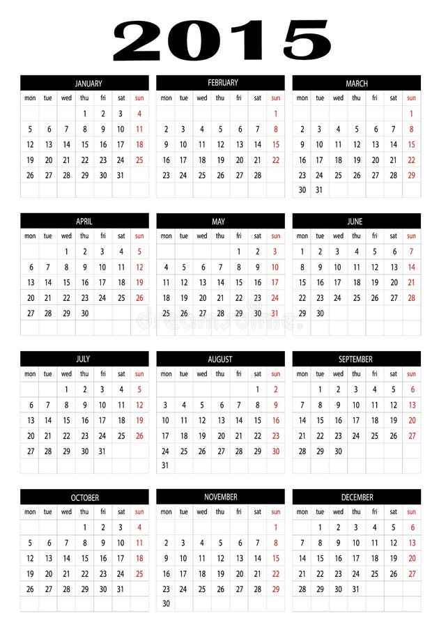 Calendar 2015 stock illustration