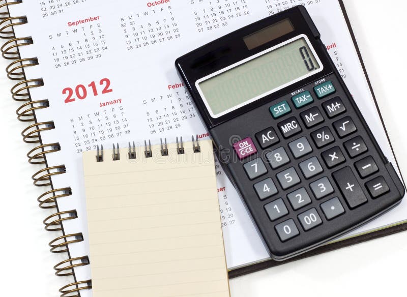 Calendar Notebook Calculator Stock Image Image of collection, dairy