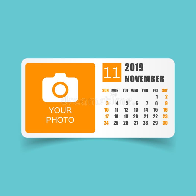 Calendar November 2019 Year in Simple Style. Calendar Planner De Stock