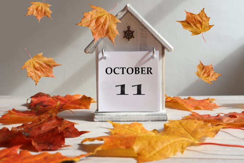 Calendar for October 11 Decorative House with the Numbers 11 and the