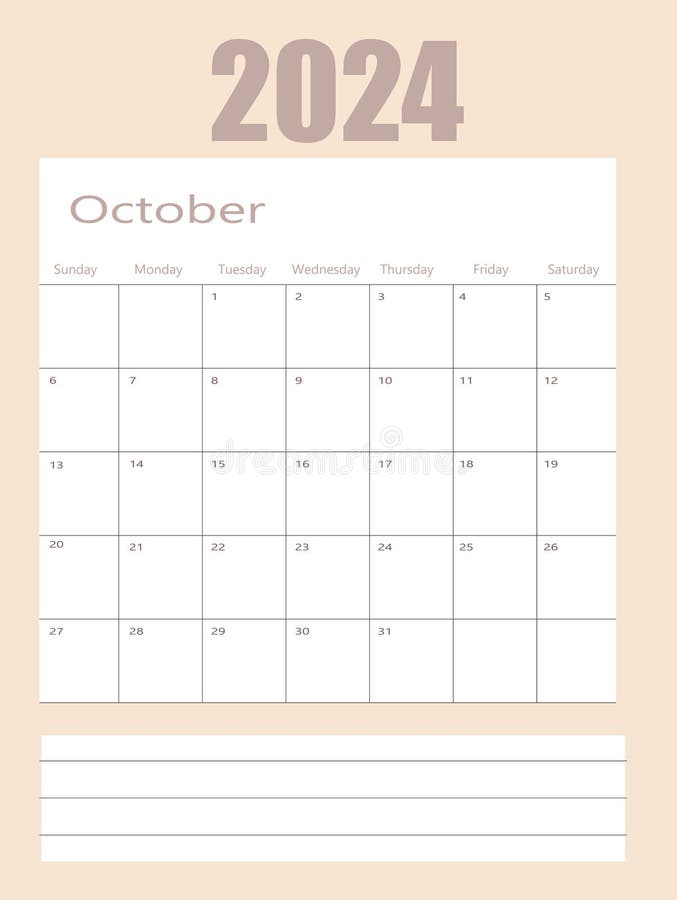 Calendar October 2025 Schedule with Blank Note for To Do List on Paper