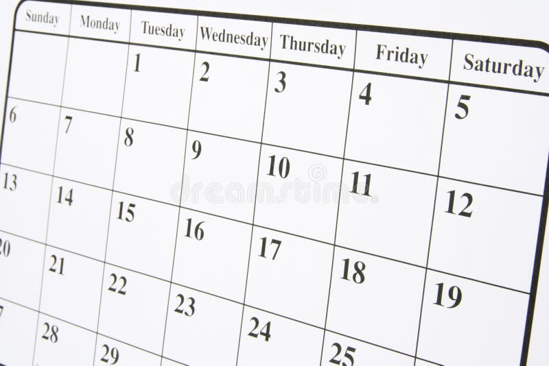 A calendar page stock image. Image of diary, business 35380427
