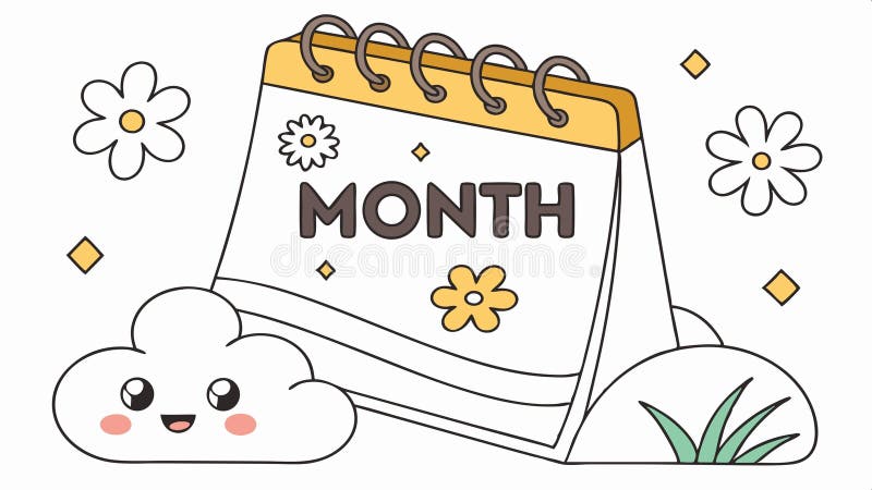 Calendar page with \'MONTH\', monthly planning vector design Generative AI royalty free illustration