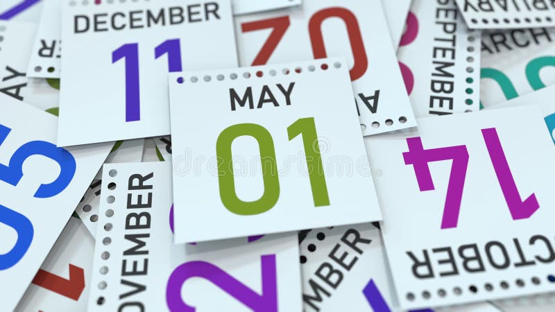 May 1 date on calendar leaf. 3D rendering vector illustration May 1 date on calendar leaf. 3D rendering vector illustration