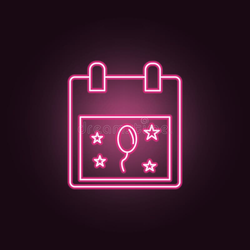 Calendar Party Neon Icon. Elements of Party Set. Simple Icon for