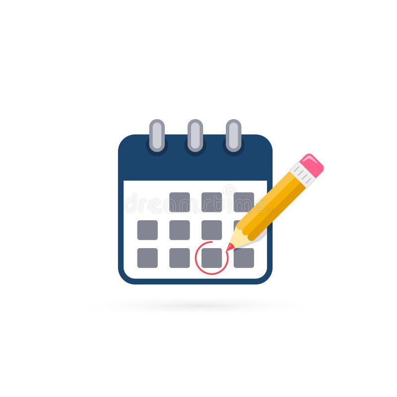 Calendar with Pencil Mark of Important Event. Flat Style Concept for