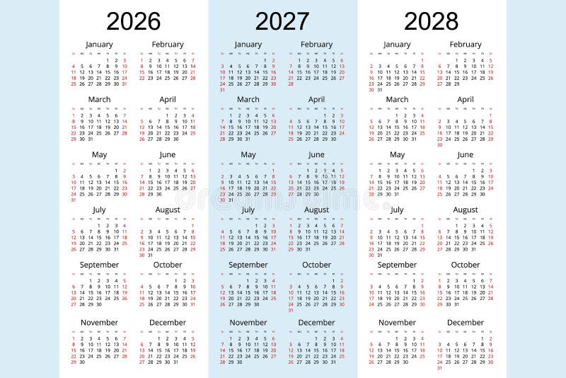 Calendar Planner 2026, 2027, 2028, Corporate Design Planner Template