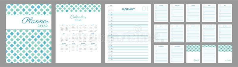 2022 Calendar Planner or Schedule Organizer Template in Green