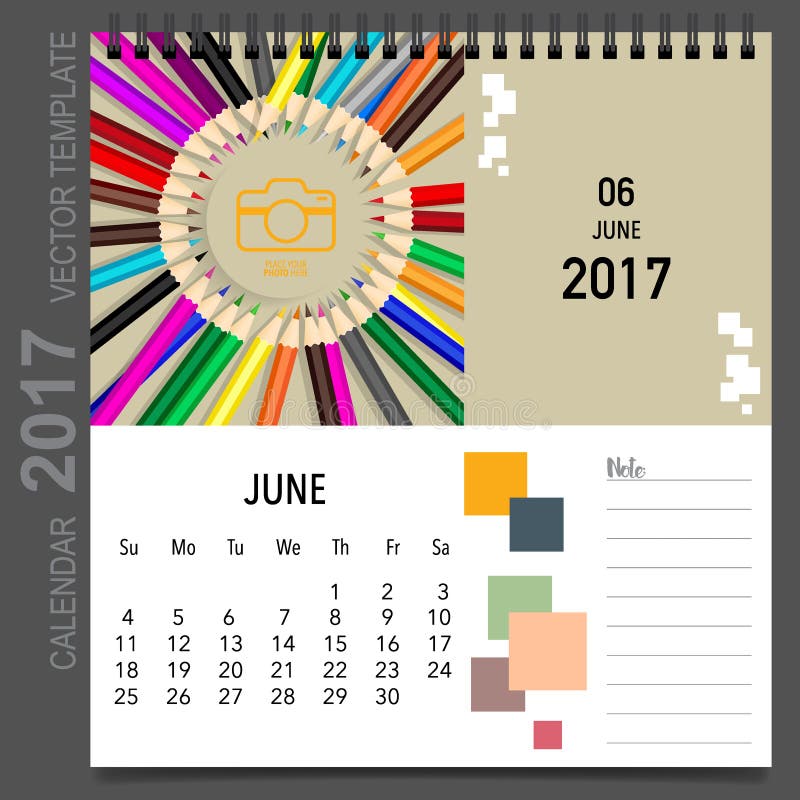 2017 Calendar Planner Vector Design, Monthly Calendar Template Stock