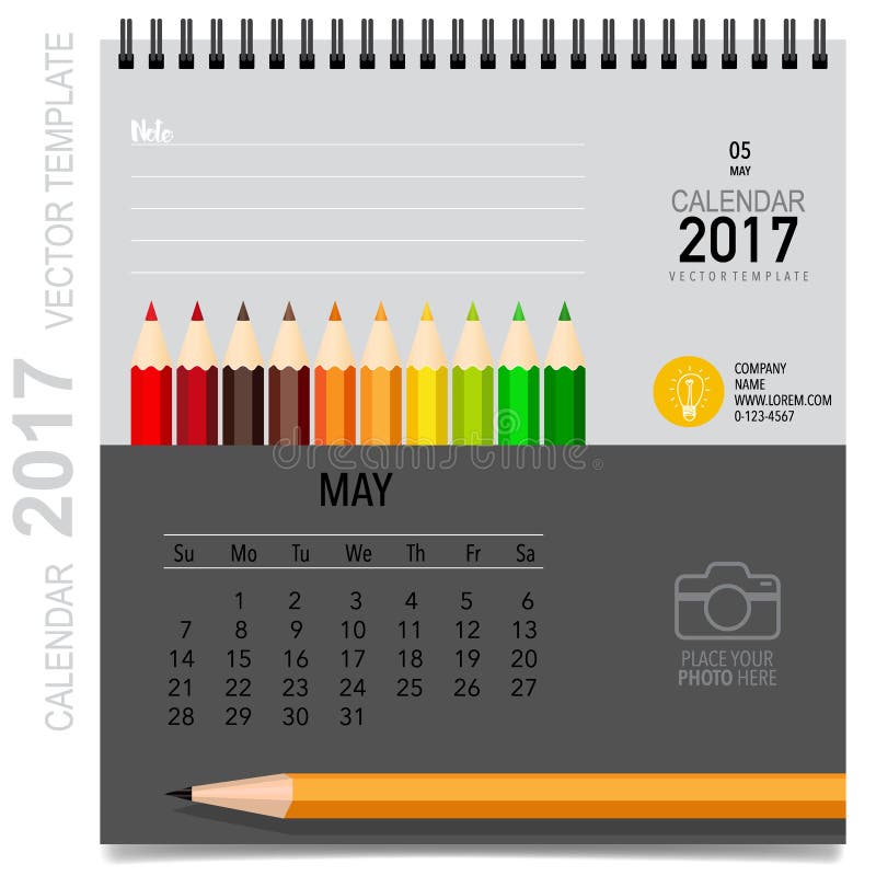 2017 Calendar Planner Vector Design, Monthly Calendar Template F Stock