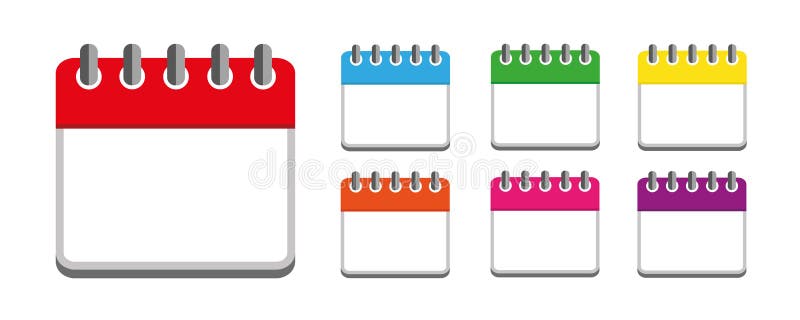 Calendar a semana colorida do ícone do grupo isolada no fundo branco ilustração stock Calendar a semana colorida do ícone do grupo isolada no fundo branco ilustração stock