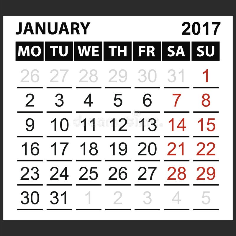 2025 January Calendar Big Numbers Images Clip Art
