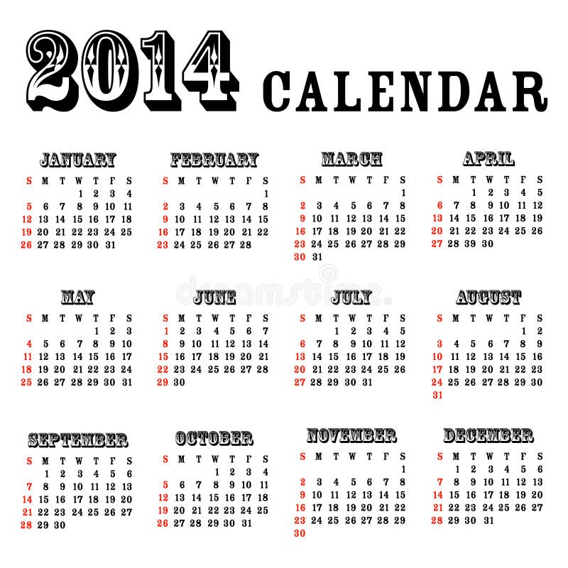 2014 calendar stock illustration