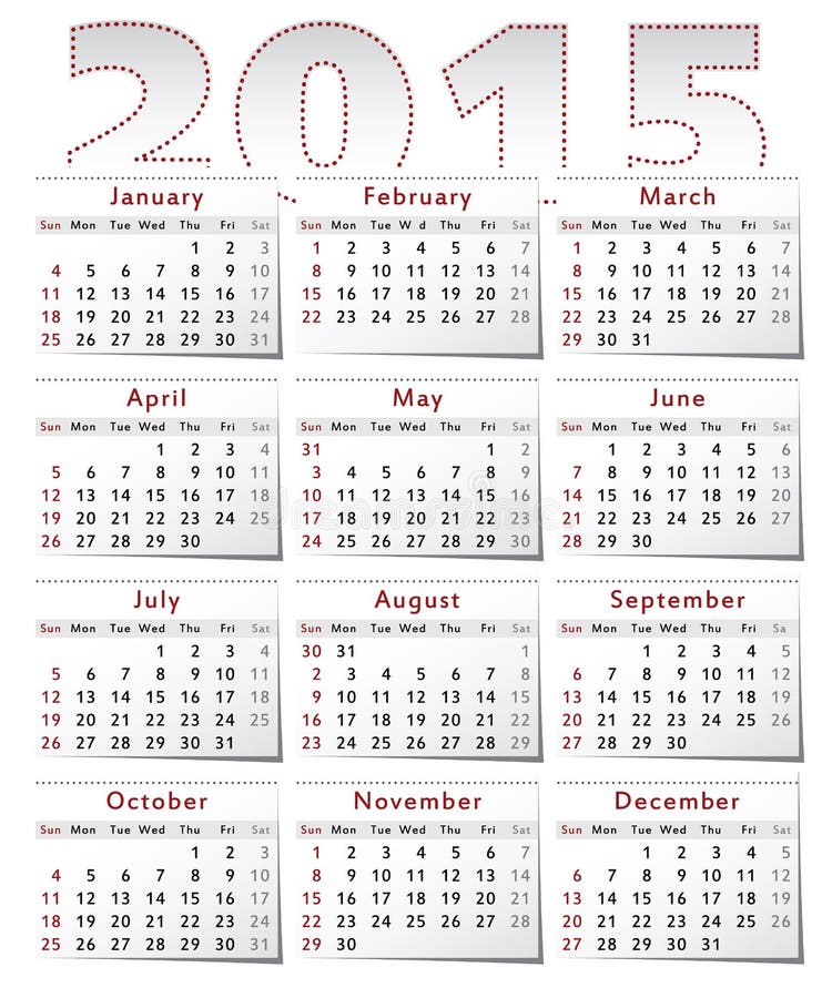 Calendar 2015 vector illustration