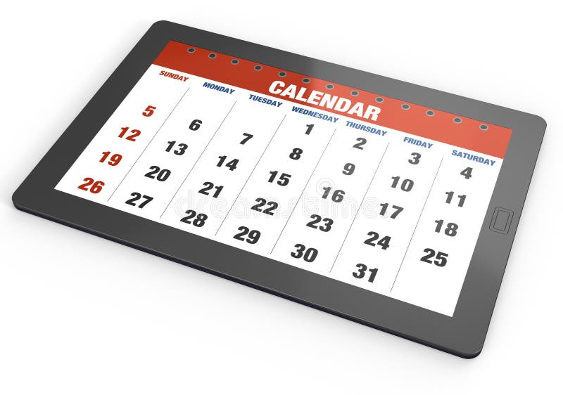 Calendar on tablet stock illustration. Illustration of information