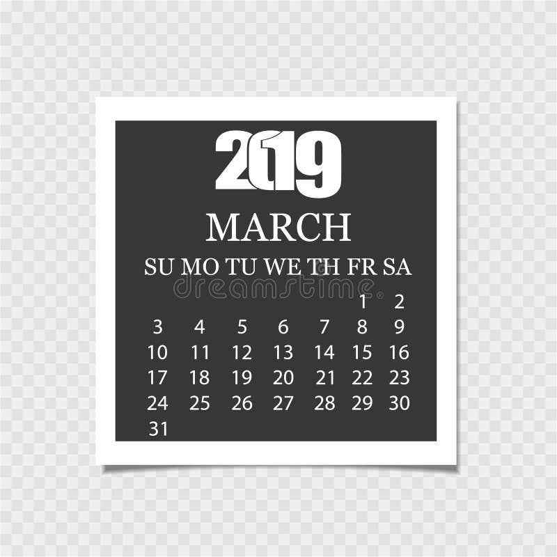 Calendar 2019. Tearoff Calendar. Gray Background. Vector Illustration