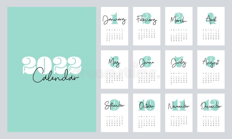 Printable Blank Calendar 2022 Calendar Template Design For 2022, Printable Monthly Planner Minimal Flat  Design Style Stock Vector - Illustration Of Decoration, Graphic: 233033044