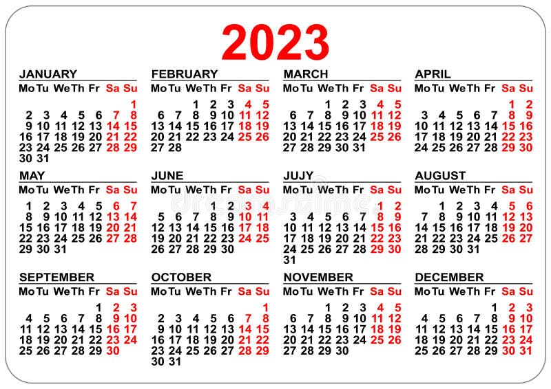 Simple 2023 Year Calendar Stock Vector Illustration Of Template 80462260