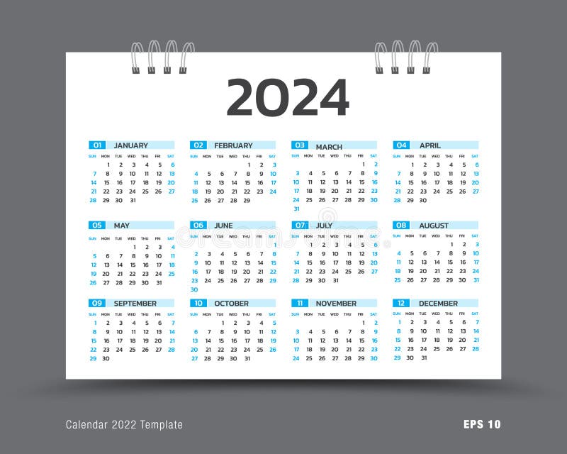 12 Month Calendar Template 2024