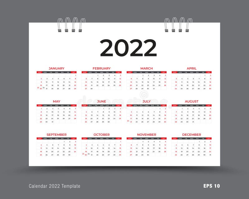 2022 Yearly Calendar 12 Months Yearly Calendar Set In 2022 Set Of