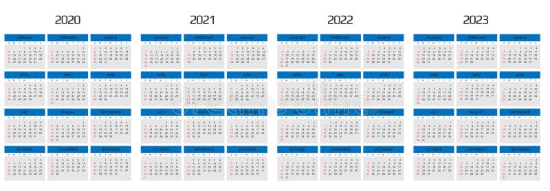 2023 Event Calendar Calendar 2020, 2021, 2022, 2023 Template. 12 Months. Include Holiday Event.  Week Starts Sunday Stock Illustration - Illustration Of Calendar,  Background: 150084463