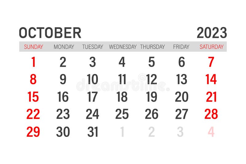 Calendar Template for October 2023. Layout for October 2023 Year