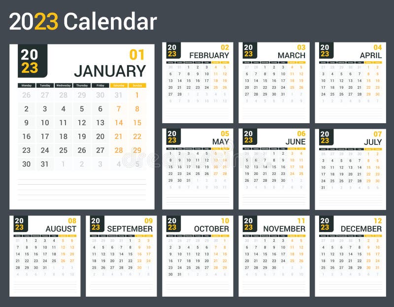 2023 Calendar stock vector. Illustration of print, month - 257288690