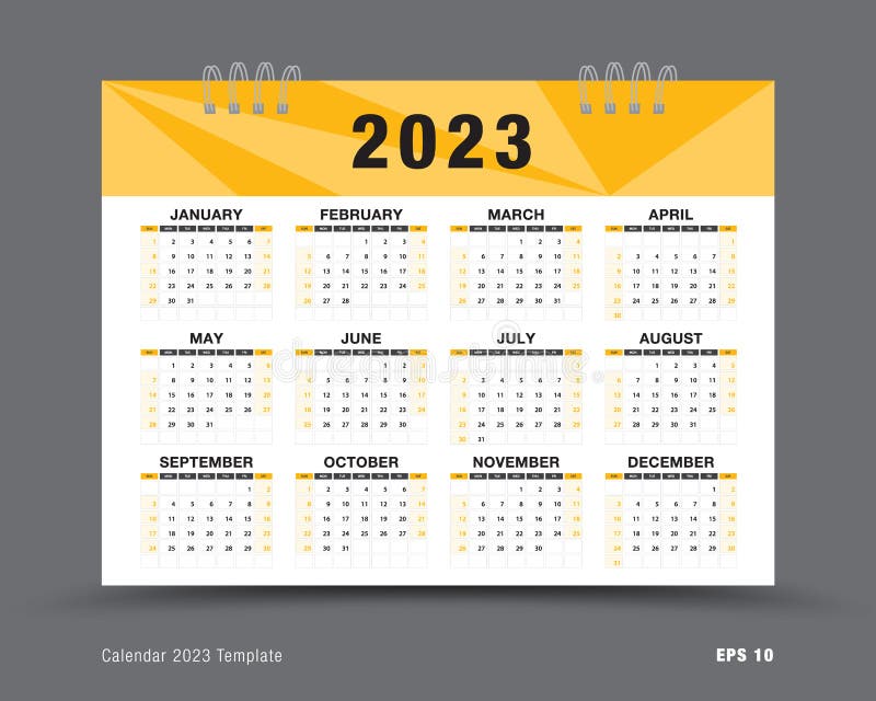 Calendar 2023 Template Vector 12 Months Yearly Calendar Set In 2021