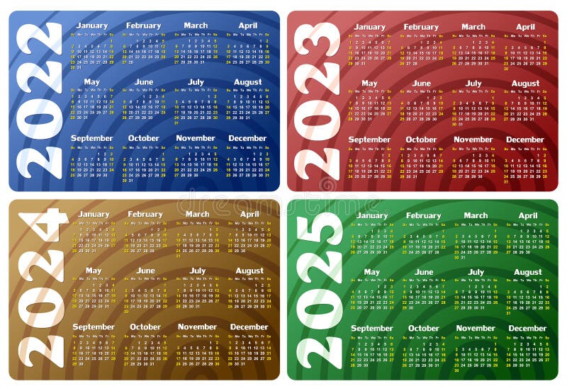 Calendar for 2022 2025. stock vector. Illustration of decade 232474120