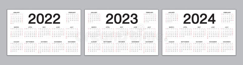 2024 Year Calendar Isolated On White Background Vector Stock Vector