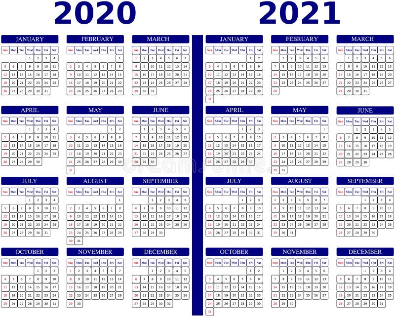 Calendar Template For 2020 2021 Year 2020 2021 Calendar On White