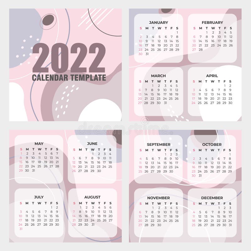 2022 Calendar Templates With Abstract Design. Stock Vector - Illustration Of Calendar, Months: 230526625