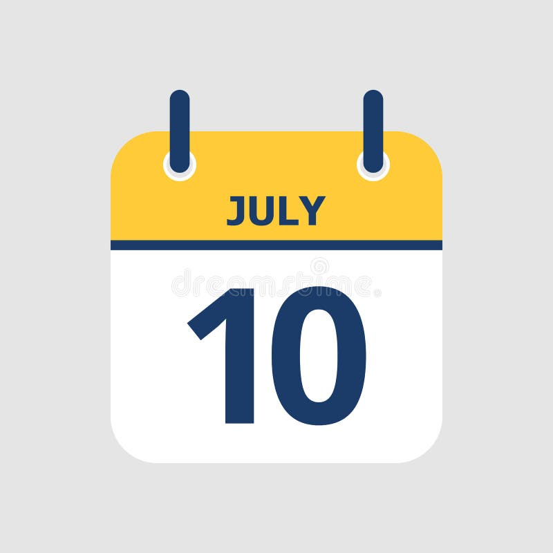 Calendar 10th of July stock vector. Illustration of modern 135211600