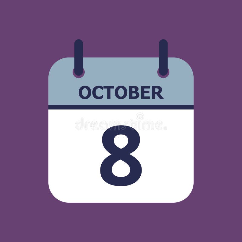 Calendar 8th of October stock vector. Illustration of icon - 135353491