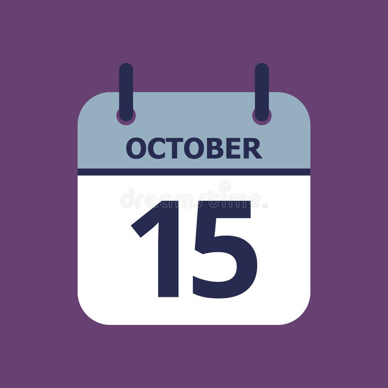 October 15th Date On A Single Day Calendar. Gray Wood Block Calendar