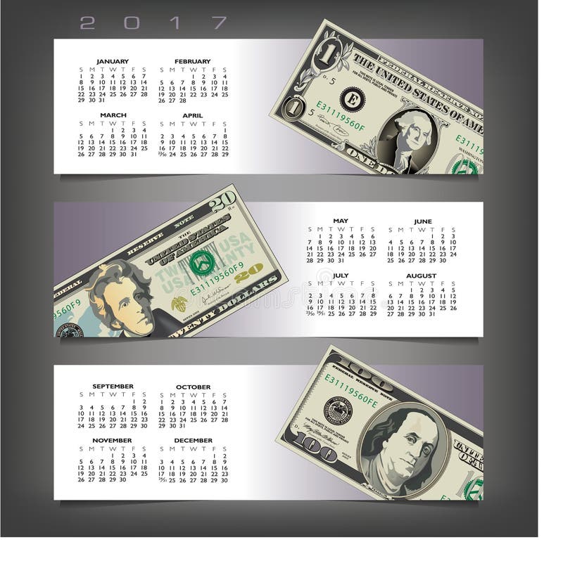 2017 calendar with three money banners stock illustration 2017 calendar with three money banners stock illustration