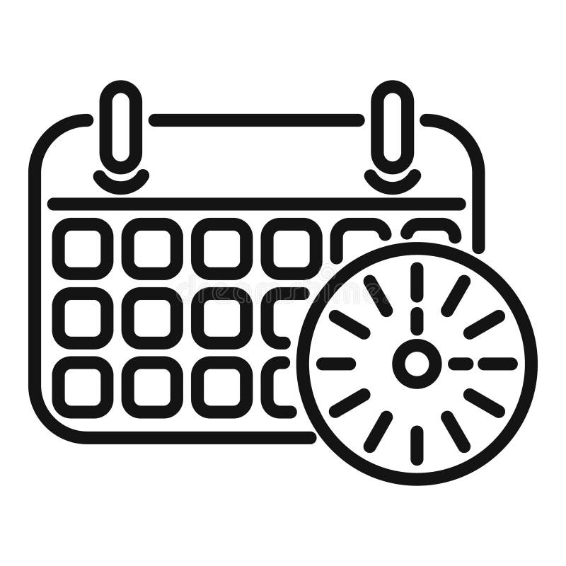 Calendar Time Icon Outline Vector Work Control Stock Vector Calendar Time Icon Outline Vector Work Control Stock Vector