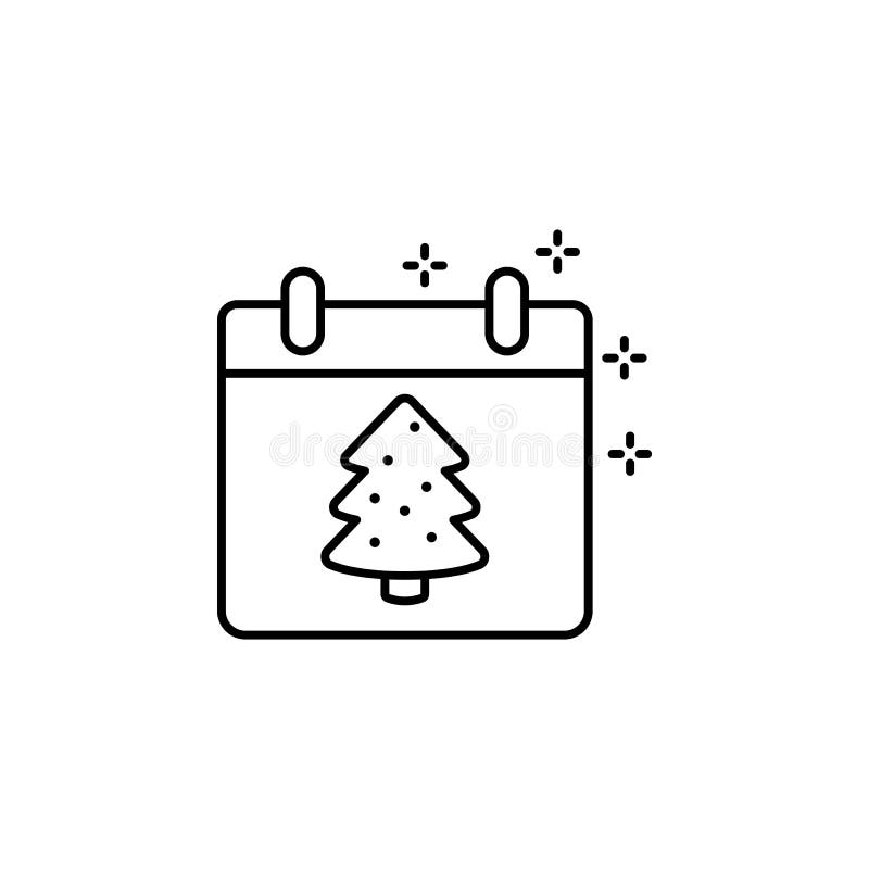 Calendar, tree icon. Simple line, outline vector of new year icons for ui and ux, website or mobile application stock illustration