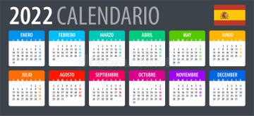 2022 Calendar Vector Template Graphic Illustration Spanish Version Translation Calendar 